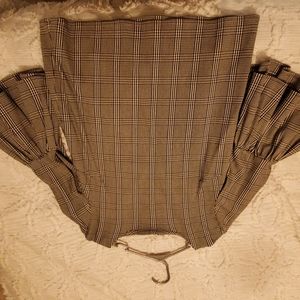 Calvin Klein Bell Sleeve Houndstooth Blouse Size S